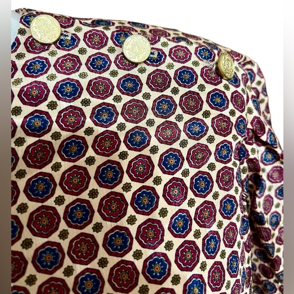 Russ Womens Size 16 Vintage Blouse Blue Red Long Sleeve Buttons Accesso - Picture 3 of 4